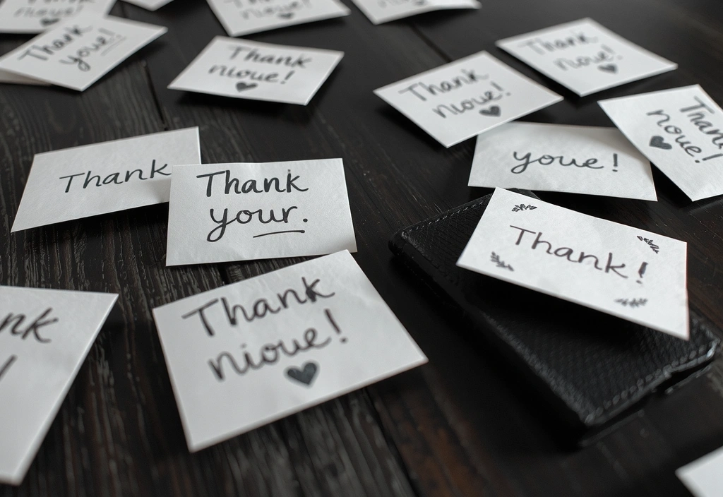 Notas de agradecimiento de clientes